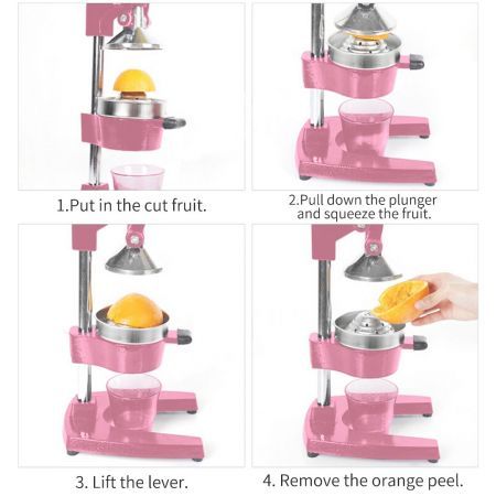 Commercial Manual Juicer Hand Press Juice Extractor Squeezer Orange Citrus Pink