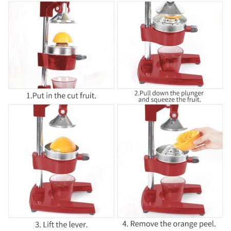 2X Commercial Manual Juicer Hand Press Juice Extractor Squeezer Orange Citrus Red