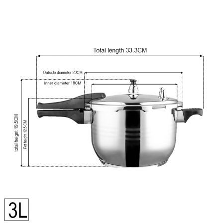 3L Commercial Grade Stainless Steel Pressure Cooker With Seal