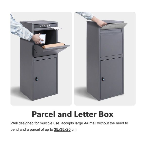 Freestanding Letterbox Weatherproof Postbox Delivery Mailbox Drop Box