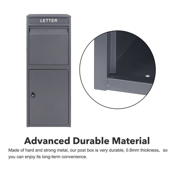 Freestanding Letterbox Weatherproof Postbox Delivery Mailbox Drop Box