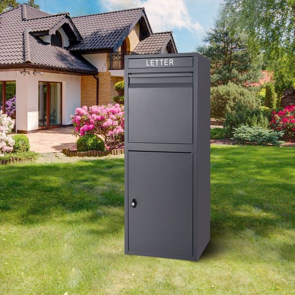 Freestanding Letterbox Weatherproof Postbox Delivery Mailbox Drop Box