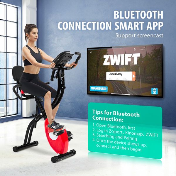 Genki Folding Exercise Spin X-Bike Magnetic Indoor Cycling Upright Recumbent Bicycle 100 Levels LCD App Bluetooth