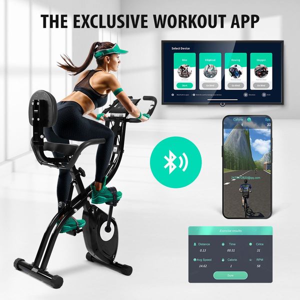 Genki Spin X-Bike Magnetic Exercise Bike Upright Recumbent Bicycle 100 Resistance Bluetooth App Heart Rate