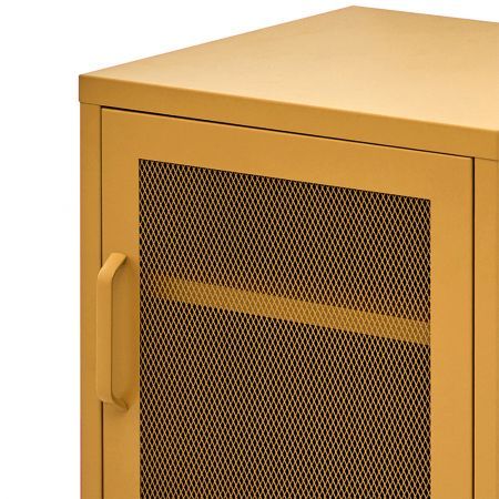 ArtissIn Mini Mesh Door Storage Cabinet Organizer Bedside Table Yellow