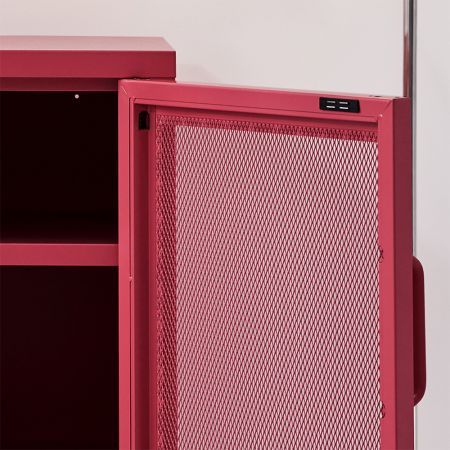 ArtissIn Mini Mesh Door Storage Cabinet Organizer Bedside Table Pink