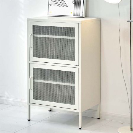 ArtissIn Buffet Sideboard Mesh Door Cabinet - DOUBLE White