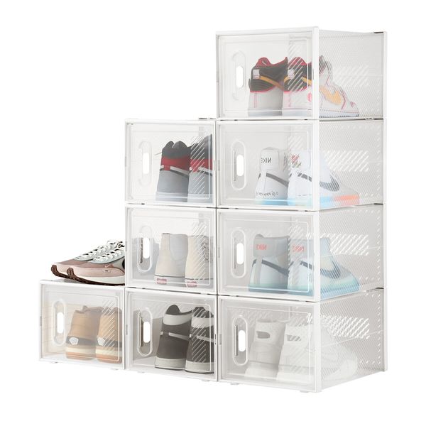 12PCS Shoe Storage Box Sneaker Display Case Clear Plastic Boxes Extra Large Stackable Organiser