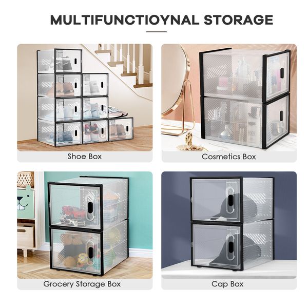 36PCS Shoe Box Sneaker Storage Display Case Clear Plastic Boxes Organiser Stackable Extra Large x3