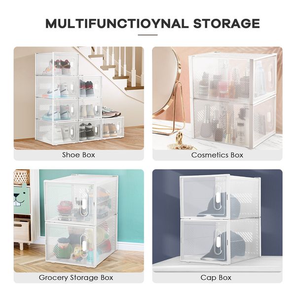 24PCS Shoe Storage Box Sneaker Display Case Clear Plastic Boxes Extra Large Stackable Organiser x2