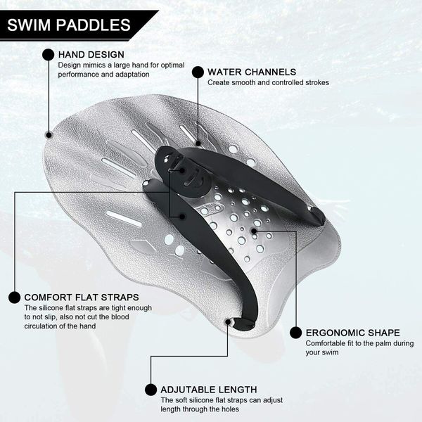 Swim Training Hand Paddles With Adjustable Straps, Swimming Hand Paddles For Women And Men