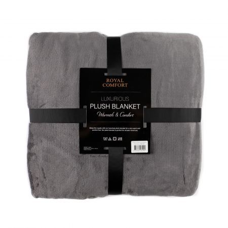 Royal Comfort Plush Dark Grey Blanket