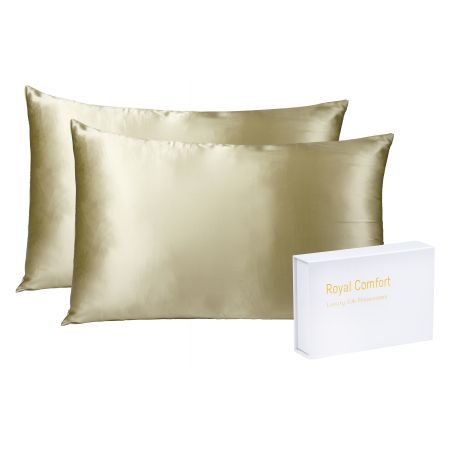 MULBERRY SILK PILLOW CASE TWIN PACK - SIZE: 51X76CM - CHAMPAGNE