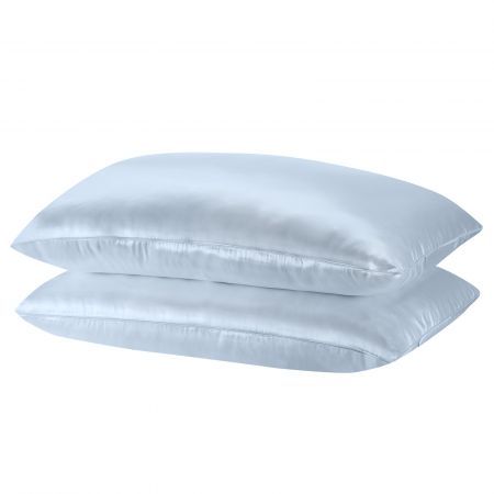 SILK PILLOW CASE TWIN PACK - SIZE: 51X76CM - Soft Blue