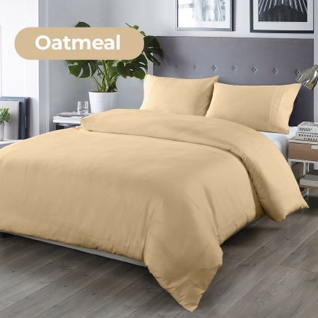 Royal Comfort Blended Bamboo Quilt Cover Sets - Oatmeal - King