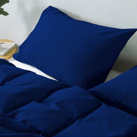 Royal Comfort Vintage Washed 100 % Cotton Quilt Cover Set King - Royal Blue