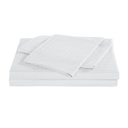 KENSINGTON 1200TC COTTON SHEET SET IN STRIPE-DOUBLE - WHITE