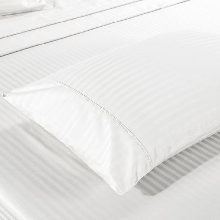 KENSINGTON 1200TC COTTON SHEET SET IN STRIPE-DOUBLE - WHITE