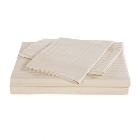 KENSINGTON 1200TC COTTON SHEET SET IN STRIPE-QUEEN -  SAND