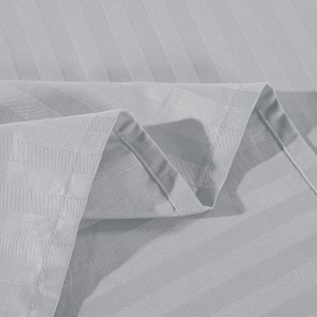 KENSINGTON 1200TC COTTON SHEET SET IN STRIPE- DOUBLE - SILVER (GREY)