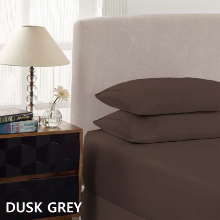 Royal Comfort 1500TC Cotton Rich Fitted sheet 3 PC Set Double-Dusk Grey