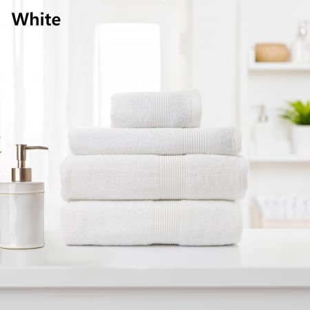 Royal Comfort Cotton Bamboo Towel 4pc Set - White