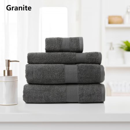 Royal Comfort Cotton Bamboo Towel 4pc Set - Granite