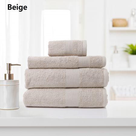 Royal Comfort Cotton Bamboo Towel 4pc Set - Beige