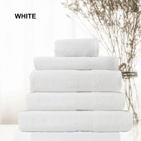 Royal Comfort Cotton Bamboo Towel 5pc Set - White