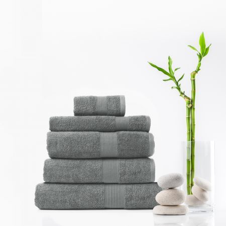 Royal Comfort Cotton Bamboo Towel 5pc Set - Charcoal