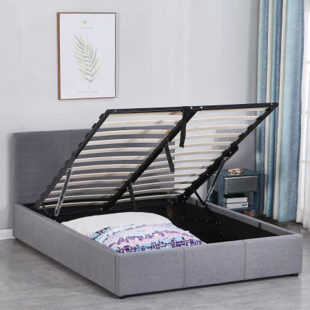 Milano Luxury Gas Lift Bed with Headboard (Model 1) - Grey No.28 - Queen