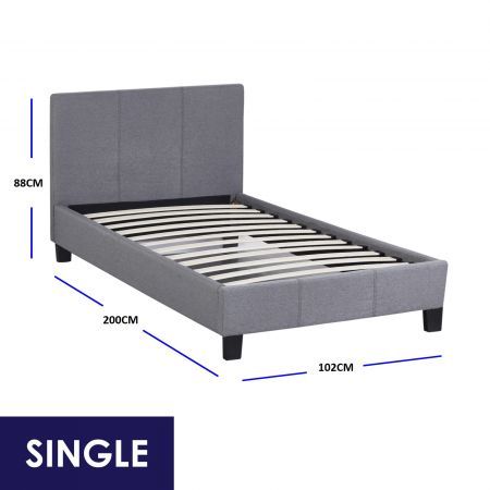 Milano Sienna Luxury Bed with Headboard (Model 2) - Grey No.28 - Single