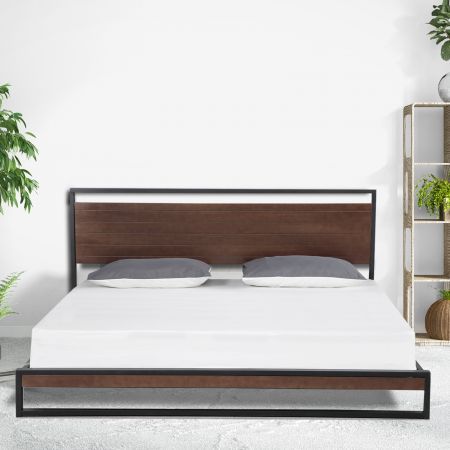 Milano Decor Azure Bed Frame with Headboard - Black - Queen