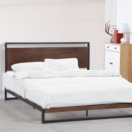 Milano Decor Azure Bed Frame with Headboard - Black - Queen