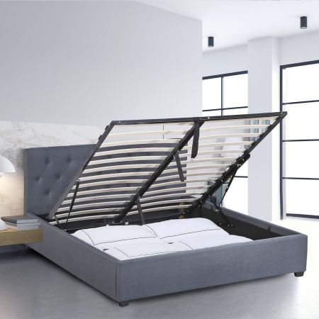 Milano Capri Luxury Gas Lift Bed With Headboard (Model 3) - Grey No.28 - King Single