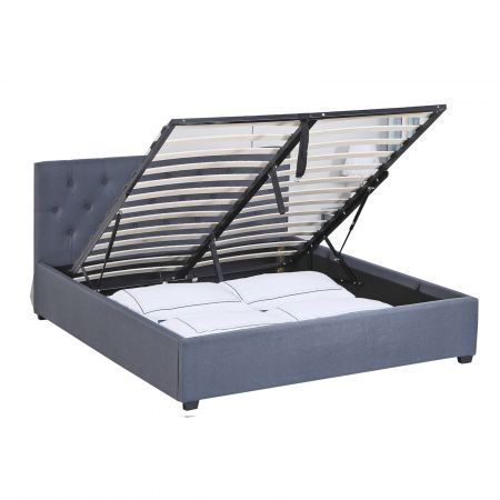 Milano Capri Luxury Gas Lift Bed With Headboard (Model 3) - Grey No.28 - King Single