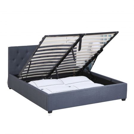 Milano Capri Luxury Gas Lift Bed With Headboard (Model 3) - Charcoal No.35 - Double