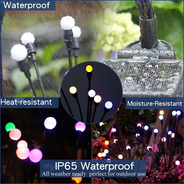 2pcs 6 LEDs Garden Swaying Light Solar Powered Lawn Light Waterproof IP65 Outdoor Plugging Lamp for Villa Garden Yard Patio