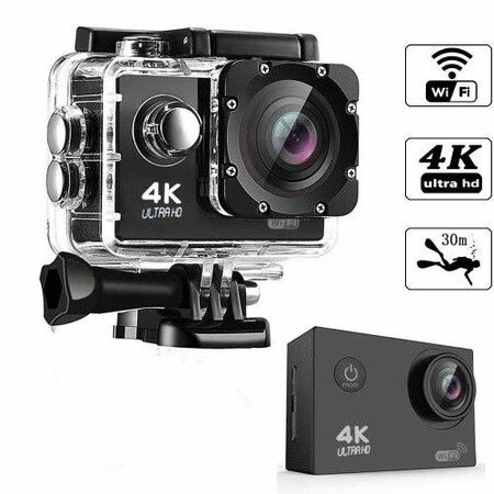 4K Ultra HD Water Resistant Sports Wi Fi Action Camera with 2 Inch Display (16MP, Black)