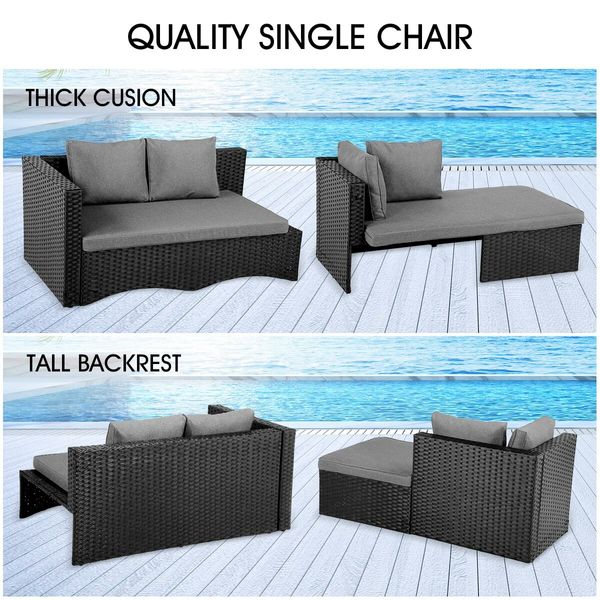 Corner Sofa Patio Set Garden Wicker Couch Outdoor Lounge Setting Rattan Furniture 3 Pcs