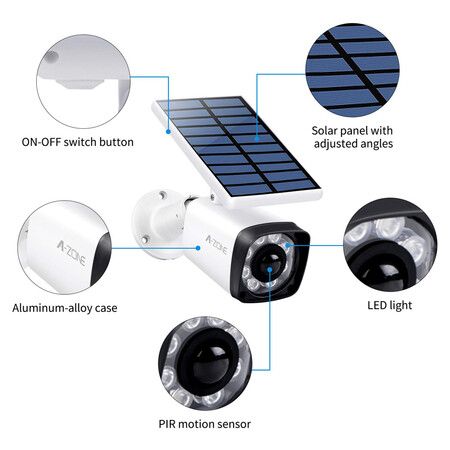 Fake Surveillance Camera Dummy Cctv Security Bullet Camera Solar Battery LED Light Sensor Outdoor