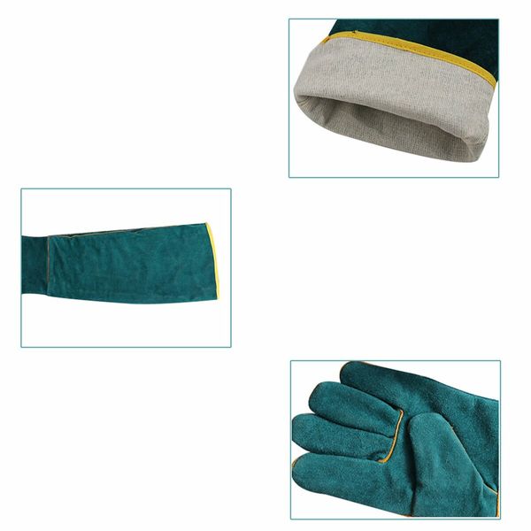 Safety Gloves Ultra Long Leather Green Pets Grip Biting Protective Gloves For Catch Dog Cat Reptiles Animal