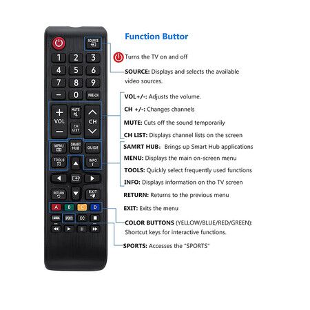 Remote Control for Samsung-TV-Remote All Samsung LCD LED HDTV 3D Smart TVs Models