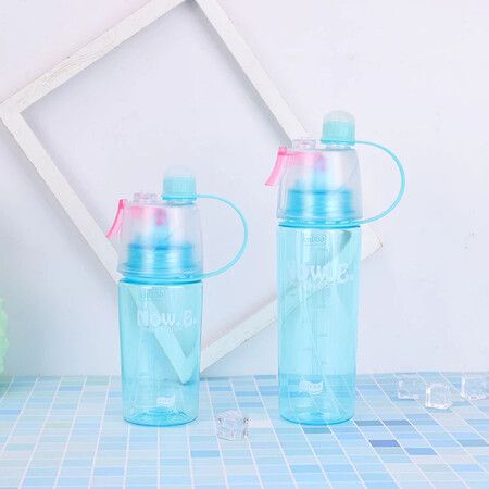 Portable Water Spray Cup 600ml, Solid Plastic Bottle For Summer Sports