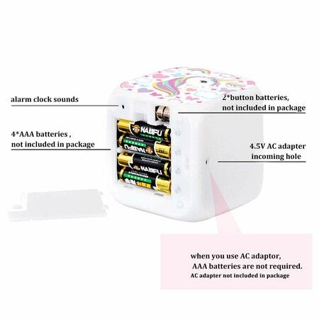 Unicorn Girl Digital Alarm Clock LCD Cube Clock with Night Glow LED Light Up Bedside Alarm Clock for Kids Boys and Women Bedroom Birthday Gifts