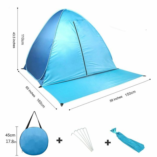 UPF 50+ Easy pop up Beach Tent Portable Sun Shade Sport Shelter Camping Shelter Beach Umbrella for Outdoors with Carry Bag Color Blue