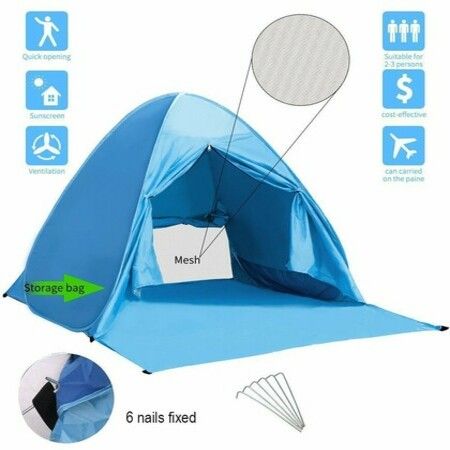 UPF 50+ Easy pop up Beach Tent Portable Sun Shade Sport Shelter Camping Shelter Beach Umbrella for Outdoors with Carry Bag Color Blue