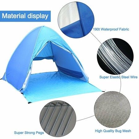 UPF 50+ Easy pop up Beach Tent Portable Sun Shade Sport Shelter Camping Shelter Beach Umbrella for Outdoors with Carry Bag Color Blue