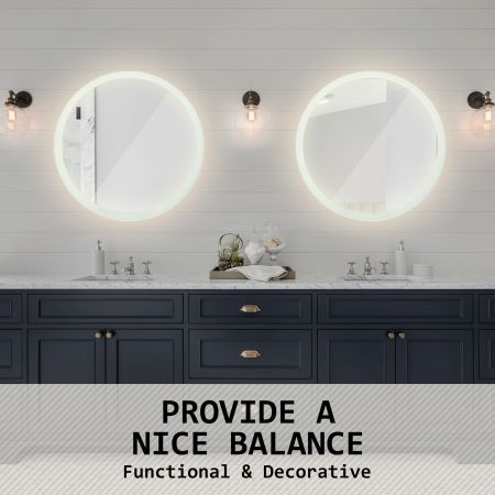 LED Wall Mirror Round Anti-Fog Bathroom 80cm