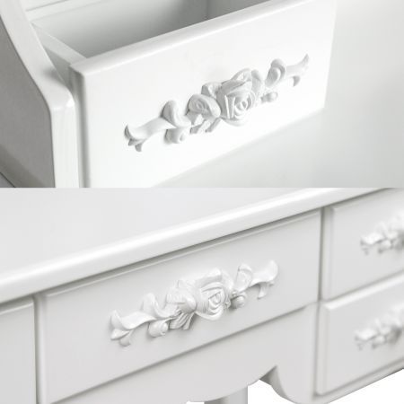 Makeup & Stool Dressing Table 3 Mirror 7 Drawers JULIA WHITE